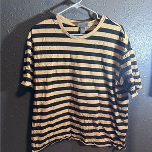 H&M Black and Tan Striped Tee
